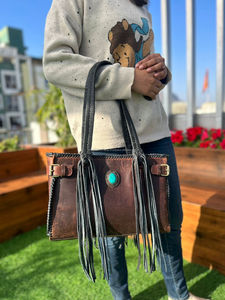 Nouveau véritable fait à la main en cuir de vachette véritable frange sacs fourre-tout vente chaude sacs à bandoulière élégant sac à provisions de luxe pour les femmes - Product Image 2