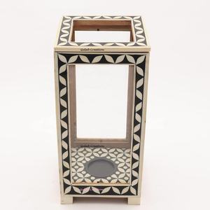 Handcrafted <b>Square</b> Decorative Bone Inlay Lantern Traditional Artisan <b>Candle</b> Holder for Festive Easter Home Tabletop Decor - Product Image 2
