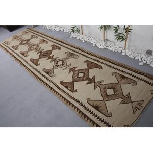 พรมวิ่งสไตล์ตุรกี ขนาด 3.3x11.5 ฟุต พรมขนสัตว์ลายดอกไม้สีเบจแบบวินเทจ - Product Image 4