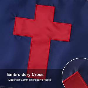 Drapeau chrétien 3x5 pieds avec franges dorées, fabriqué aux États-Unis, croix brodée cousue sur la manche du mât, bannière au design personnalisé - Product Image 2