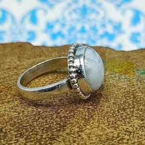 Offre Spéciale 2024 naturel Cabochon coupe forme ronde pierre anneaux semi-précieux arc-en-ciel pierre de lune pierres précieuses bagues fines bijoux pour femmes - Product Image 3