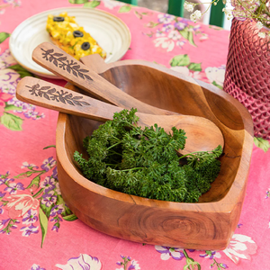 ชามขนมไม้มะม่วงภายในเคลือบลายจุดสีเหลืองสดใสและมีด้ามจับสีสันสดใสชุดช้อนเสิร์ฟพร้อมส่ง - Product Image 4