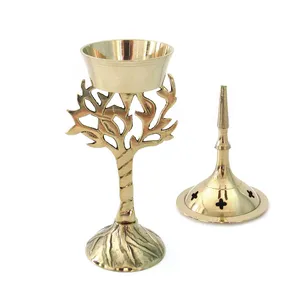 Brass Incense <b>Burner</b> Religious Home Decor Set with 100% Natural Scented <b>Fragrance</b> <b>Oil</b> - Product Image 1