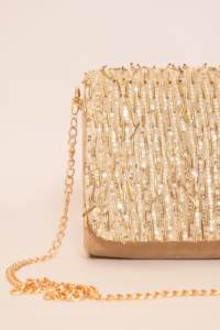 Pochette de soirée en velours de luxe pour femmes avec paillettes et sangle de chaîne sac à bandoulière brodé pour les fêtes et les mariages - Product Image 2