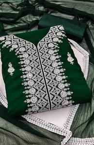 Designer Wear Ethnic <b>White</b> Embroidery Work Printed Georgette Unstitched Salwar <b>Suit</b> Set for Indian <b>Wedding</b> - Product Image 6