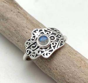 Anillo de piedras preciosas de piedra lunar de Plata de Ley 925, joyería hecha a mano, anillo de estilo bohemio de plata, joyería para mujer, regalo de boda para esposa - Product Image 3