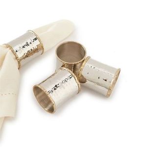 Lot de 4 ronds de serviette ronds en acier inoxydable martelés de taille personnalisée et polis miroir en Inde - Product Image 1