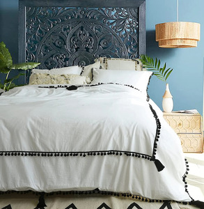 Ensemble de literie en pur coton de 3 housses de couette avec deux taies d'oreiller motif solide pour la maison ou le mariage - Product Image 4