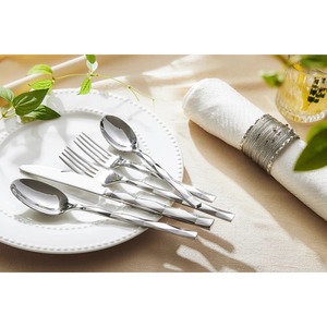 Juego de Cubiertos de Lujo de Madera Plateada, Servicio para 8 Personas, Diseño de Mango Facetado, Cubiertos Modernos con Patrón Geométrico de Corte de Diamante para Bodas - Product Image 3