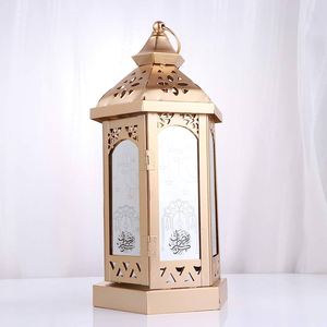 Wedding and Ramadan Modern Iron Gold <b>Moroccan</b> <b>Lantern</b> Handmade Elegant Pillar Holder for Home Decoration - Product Image 2