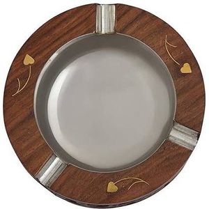 Cenicero de madera con borde de latón, diseño elegante, cuenco redondo, soporte para pipa, plato para fumadores, decoración decorativa ecológica - Product Image 5