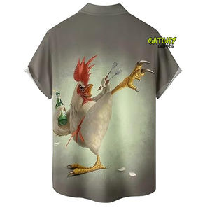 เสื้อเชิ้ตผู้ชายลายดอกไม้เขตร้อน พิมพ์ลาย 3 มิติ ผ้าสแปนเด็กซ์/โพลีเอสเตอร์ ระบายอากาศ แห้งเร็ว ไซส์ใหญ่ สไตล์ลำลอง สำหรับฤดูร้อน มีกระดุม - Product Image 4