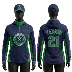 Sudadera con Capucha para Entrenamiento de Lacrosse para Mujer, 280 GSM, Forro Polar de Poliéster, Diseño de Paneles en Verde Marino, Sublimación, Logotipo Personalizado, Ropa Deportiva - Product Image 1