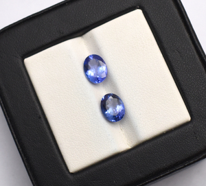 Púrpura azul tanzanita ovalada corte brillante AAA fuego intenso Natural piedra preciosa suelta facetada corte ovalado piedras preciosas par para pendientes - Product Image 4