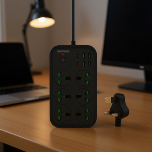 T24 2m 3000W Fireproof Multifunctional Smart Power Socket <b>Plug</b> 6 PD <b>Plugs</b> 4 <b>USB</b> Ports <b>UK</b> <b>Plug</b> - Product Image 3