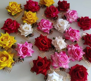 อุปกรณ์เสริมผมเจ้าสาวในงานเทศกาลอินเดียเครื่องประดับผมเจ้าสาวน่ารักฮาลดิเมทินดีสำหรับงานแต่งงานกิ๊บติดผมทำด้วยมือทำจากโลหะทำจากพลาสติก - Product Image 2