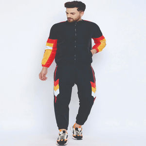 Ensemble de survêtement d'hiver pour homme 100 % coton, coupe-vent à blocs de couleur, deux pièces personnalisable - Product Image 6