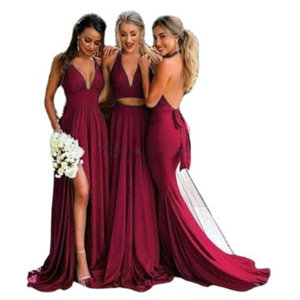 Robes de demoiselle d'honneur classiques en satin, sans bretelles, avec décoration en dentelle, taille enveloppante, courtes, grandes tailles, simples, pour mariage d'été - Product Image 1