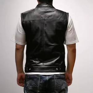 New Mens Casual Cowhide Leather Vest Classic Waistcoat Style Mens Casual Leather Waistcoat Premium Cowhide Design - Product Image 2