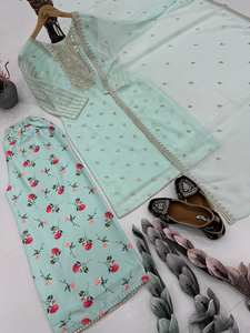 Nouvel arrivage de tissu de soie élégant Kurti Set Collection With Embroidery Sequence Work - Product Image 5