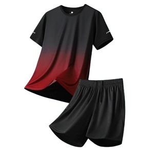 Ensemble de sport pour homme, vêtements de sport de basketball d'été, manches courtes, séchage rapide, respirant, léger, pour la course à pied, en fibre de polyester - Product Image 2