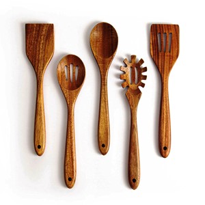 Accesorios de Cocina en Oferta, Juego de Servidores de Ensalada de Acacia, Ecológicos, Aptos para Lavavajillas, Utensilios para Ensalada, Hechos en India - Product Image 1