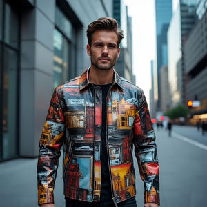 Chaquetas de Motociclista de Cuero Genuino Impermeables para Hombre, Estilo Urbano, para Invierno |   Cierre de Cuello con Cremallera - Product Image 2