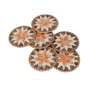 Dessous de verre rond incrusté de vadrouille en rotin naturel avec un design varié pour dessus de table et ustensiles de cuisine en gros faits à la main du Vietnam - Product Image 2