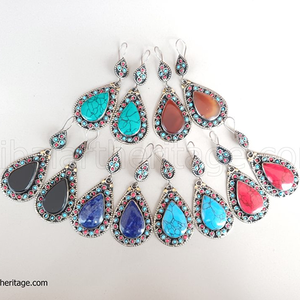 Boucles d'oreilles en argent allemand Kuchi bijoux tribaux afghans faits à la main boucles d'oreilles ethniques Boho pour femmes - Product Image 1