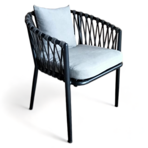 Sofá individual europeo de lujo, silla de salón de Patio de cuerda tejida de aluminio con recubrimiento en polvo para comedor, patio, Hotel, playa, parque al aire libre - Product Image 5