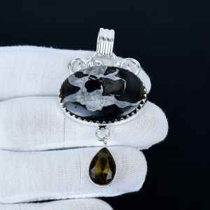 Pendentif en pierre précieuse d'onyx noir, argent sterling 925 massif, fait à la main, unique, bijoux de haute qualité pour enfants, à porter tous les jours - Product Image 6