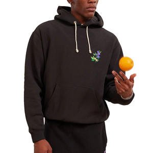 2024 llegada sudaderas con capucha de lana gruesa negra para hombre con logotipo bordado personalizado en la parte delantera colección de invierno MOQ bajo para la venta - Product Image 3