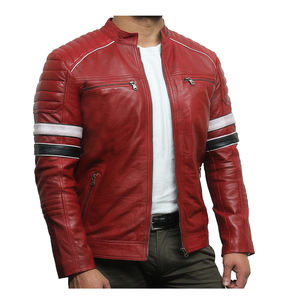 แจ็คเก็ตหนังนักขี่มอเตอร์ไซค์ดีไซน์เข้ารูปแฟชั่นใหม่ปี 2020 สำหรับผู้ชาย พร้อมสีสัน แจ็คเก็ตหนังแท้สำหรับผู้ใหญ่ ขายส่ง - Product Image 3