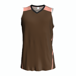 Maillot de basketball personnalisé à blocs de couleur, sans manches, col en V, anti-humidité, vêtement de sport pour adulte, impression par sublimation - Product Image 4