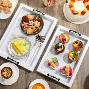 3 pièces de plateaux de service rustiques en bois avec poignées Plateaux de service de nourriture de ferme Plateaux de nourriture en bois vintage Plateaux de service - Product Image 2