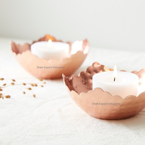 Cuivre martelé fer métal bougie bol couleur cuivre pour la maison et la décoration de noël vide bougie cire bols - Product Image 1