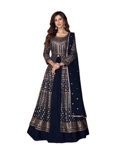 Dernière Designer Faux Georgette Broderie Travail Anarkali Robe Par Fab Zone - Product Image 1