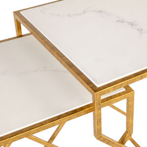 Table gigogne de luxe Istanbul avec dessus en pierre de quartzite et base en fer forgé fabricant d'usine fournisseur - Product Image 2