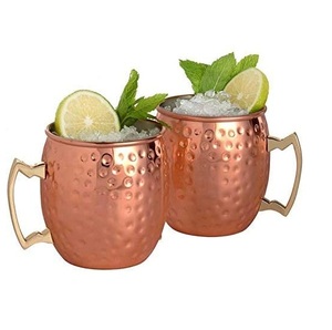 Good Quality Party Bar Hammer Point Moscow Mule <b>Copper</b> Handles <b>Cup</b> Stainless Steel Beer Drinking Cocktail <b>Copper</b> Mugs - Product Image 1