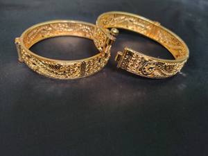 Buy <b>Bangles</b> with 22CT <b>Gold</b> <b>Plated</b> Round Shaped Trendy Designed <b>Bangles</b> Set for Women Fashionable Wear <b>Bangles</b> - Product Image 3