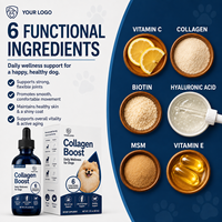 Gouttes de collagène liquide pour chiens 6 en 1 : soutien articulaire, cutané, pelliculaire et osseux avec 3 types de collagène, biotine, acide hyaluronique, vitamines C et E