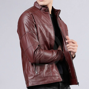 Chaqueta de Cuero para Hombre, Estilo Motero, Personalizada, para Invierno, con Cierre de Broches, Solapa Asimétrica, Forro Acolchado Cálido, de Cuero Vacuno Genuino - Product Image 5