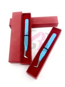 Pinzas para Pestañas al por Mayor GETUP BROSONS IMPEX, Recubrimiento en Polvo Azul Cielo, Punta Lisa de Acero Inoxidable de 90 Grados, Agarre de Diamante de 10 mm - Product Image 2