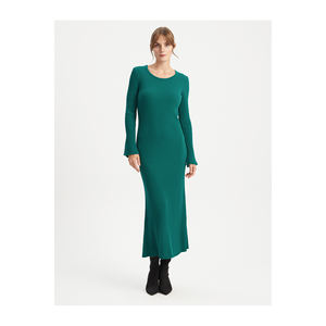 Vestido Casual de Punto con Mangas Trompeta, Mezcla de Lana, Cómodo y Elegante - Product Image 1