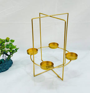 Bougeoir chauffe-plat à anneaux ronds en métal doré Centres de table pour mariage Tables basses à la maison Décoration Cérémonie et anniversaire - Product Image 6