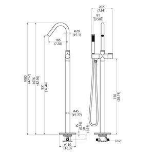 Lot de 1 mitigeur de baignoire autoportant au sol finition noire mate Dublin Robinets de bain et douche - Product Image 6