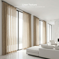 Cortinas de Lino de Lujo, Semitransparentes, Ignífugas, Aislantes, con Filtro de Luz, Modernas, para Sala de Estar
