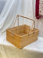 Panier de pique-nique multifonctionnel écologique fait main en rotin pour les pique-niques, les courses ou la cueillette de fruits