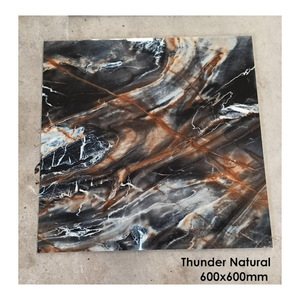 Carreaux de porcelaine émaillés polis hautement brillants 600x600mm Carreaux de sol en marbre de haute qualité couleur foncée - Product Image 2