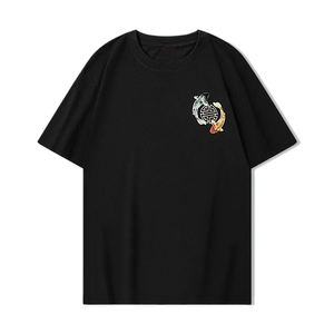 Camiseta informal de manga corta con cuello redondo de alta calidad para hombre, Camiseta extragrande transpirable de secado rápido de algodón 100% con patrón de impresión personalizado - Product Image 1